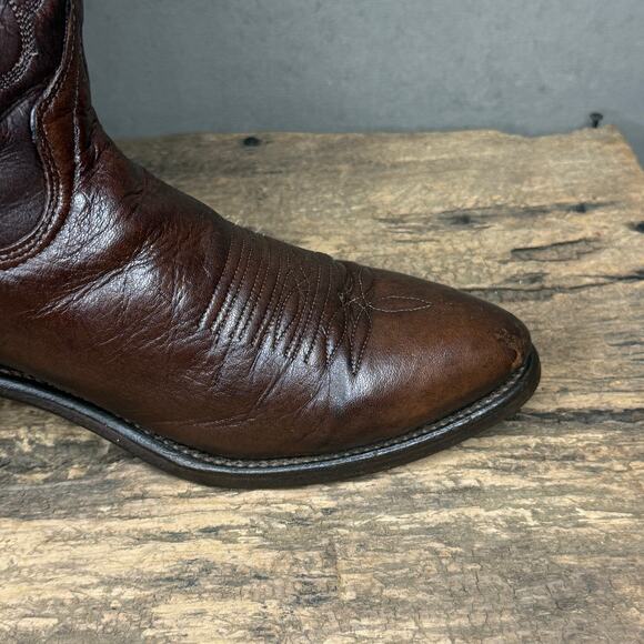 Vintage Wrangler USA Brown Leather Cowboy Western Boots Men\'s 9D main image 12
